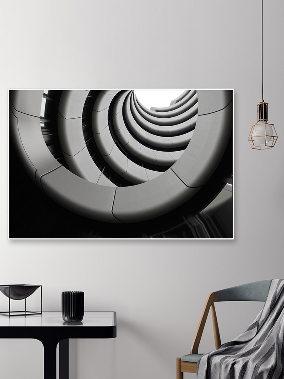 

WALLMANTRA Grey & Black Architectural Underside Balconies View Framed Wall Painting