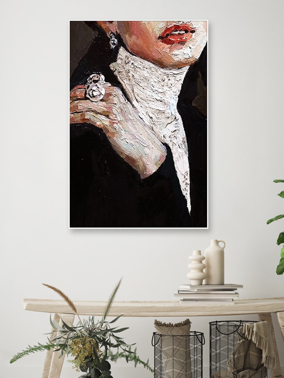 

WALLMANTRA Black & White Glam Slam Framed Canvas Wall Painting