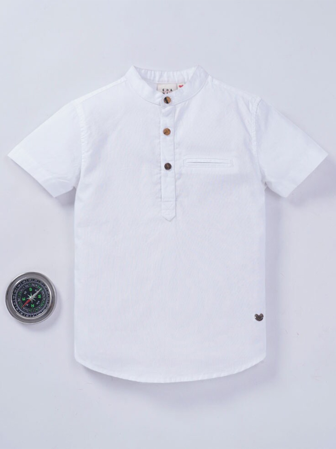 

Ed-a-Mamma Boys White Solid Cotton Casual Shirt