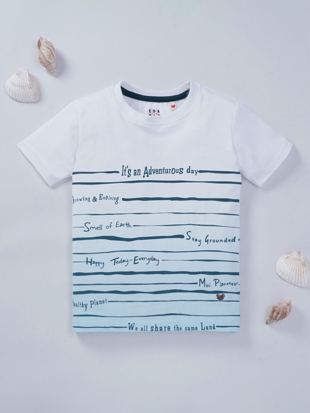 

Ed-a-Mamma Boys Blue & White Printed Cotton T-shirt