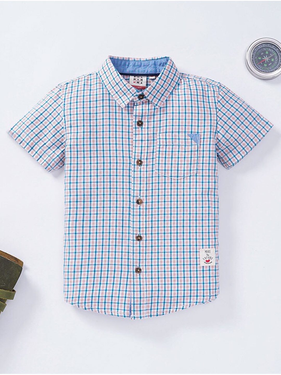 

Ed-a-Mamma Boys Brown Checked Cotton Casual Shirt