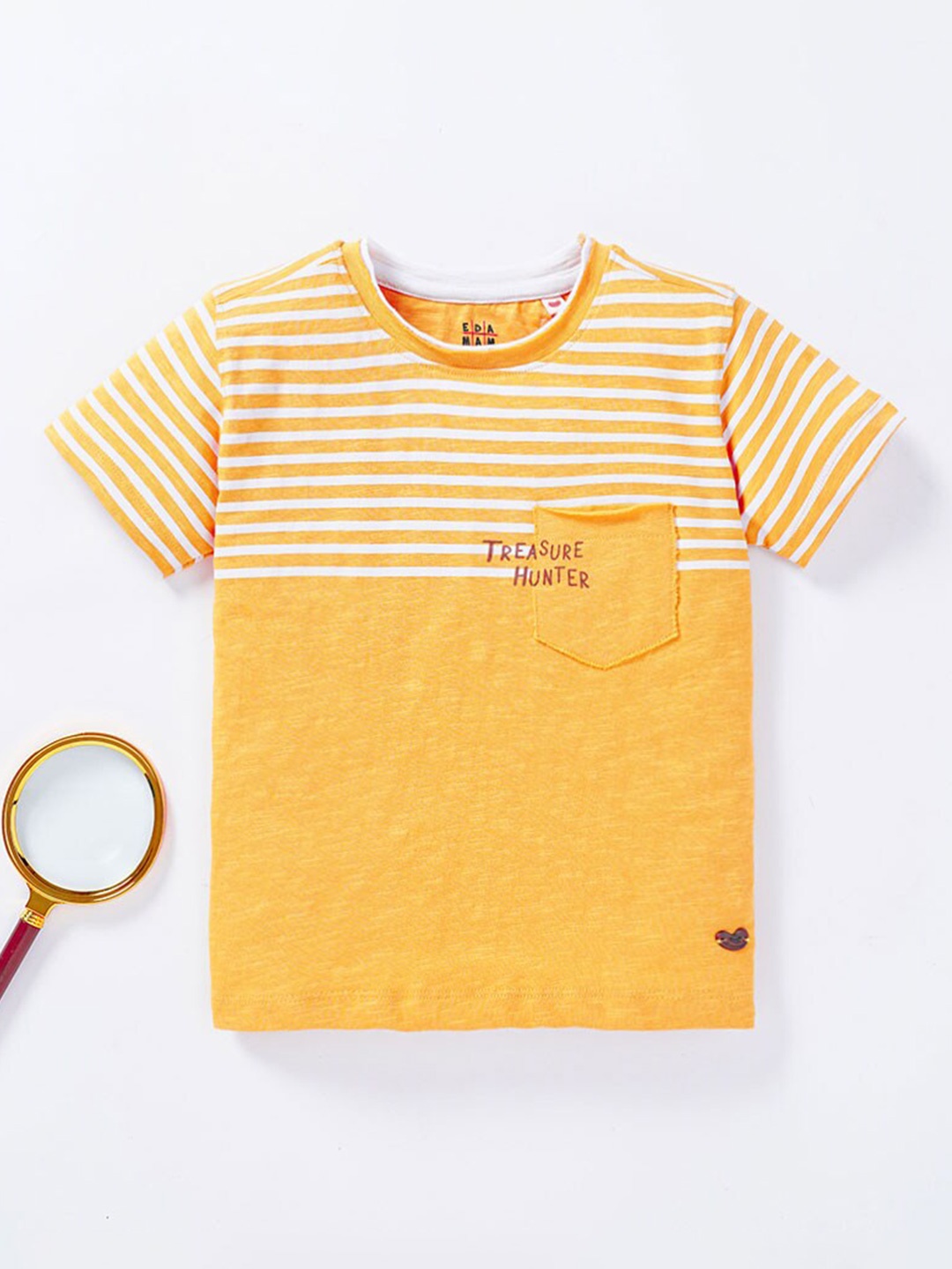

Ed-a-Mamma Boys Mustard Yellow Striped T-shirt