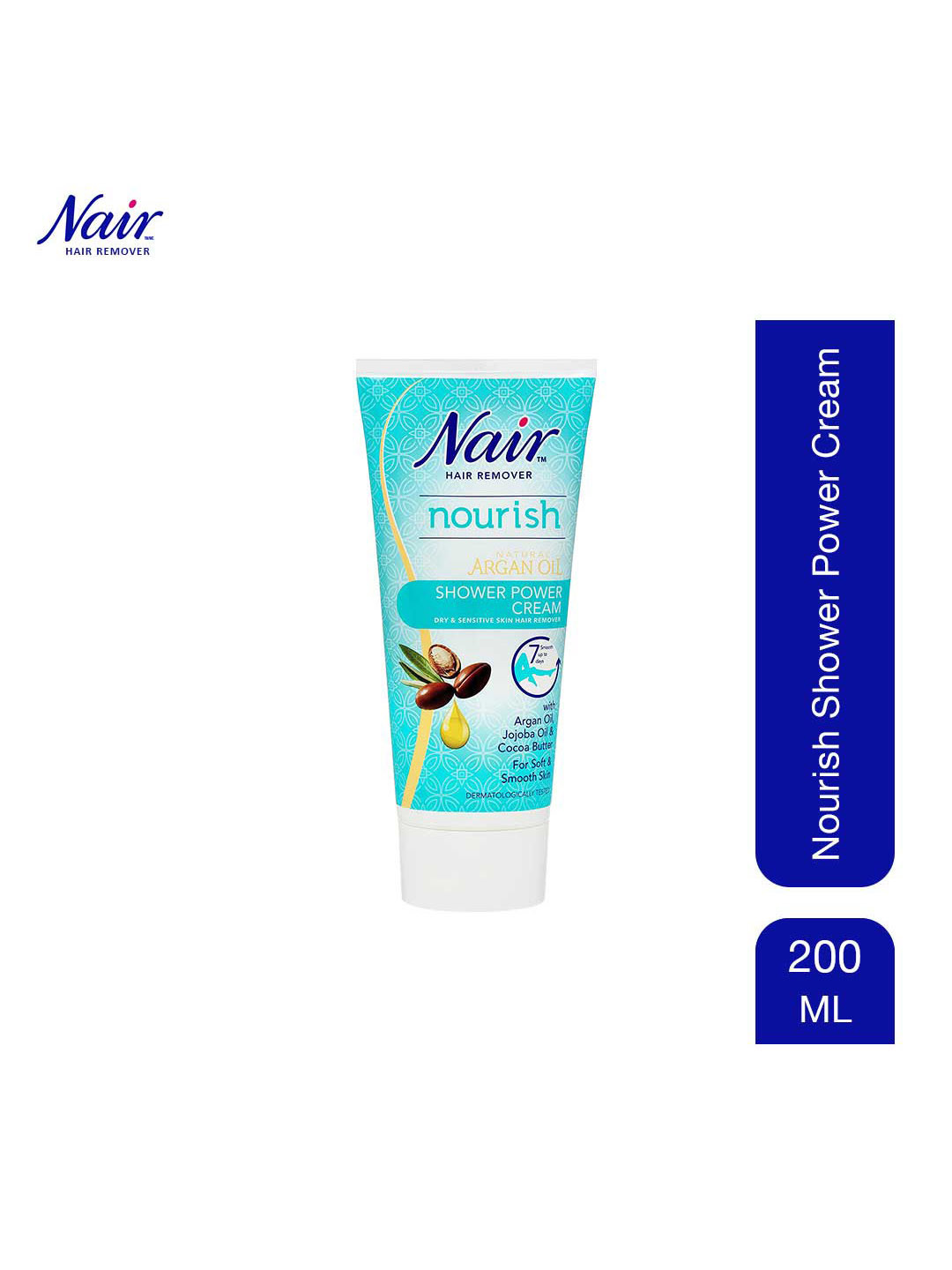 

Nair Shower Power Hair Remover Cream with Argan-Jojoba Oil & Cocoa Butter 200 ml, Blue