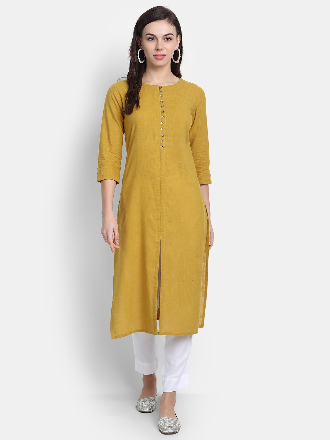 

SUTI Women Mustard Yellow Straight Kurta