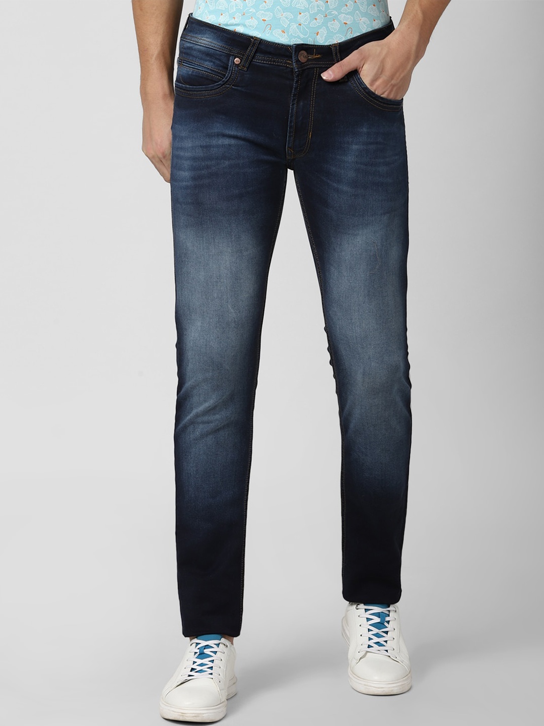 

Peter England Casuals Men Navy Blue Skinny Fit Heavy Fade Jeans