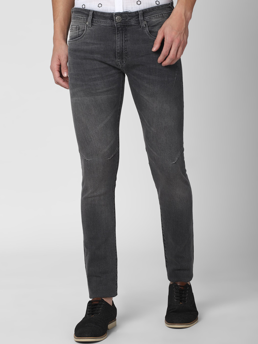 

Peter England Casuals Men Grey Skinny Fit Heavy Fade Cropped Jeans