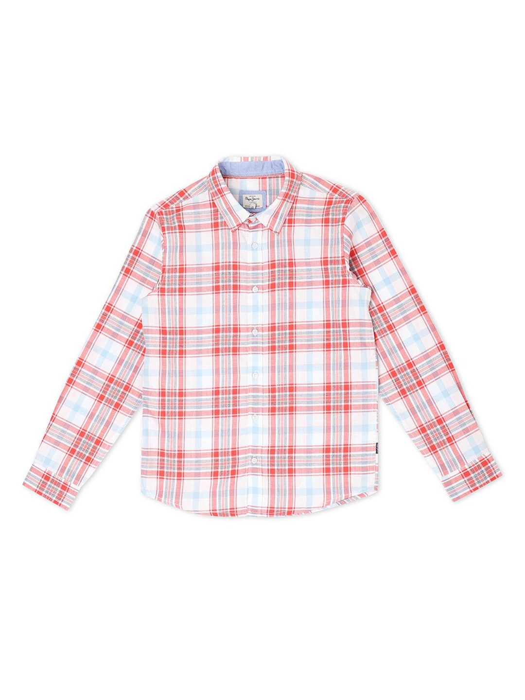 

Pepe Jeans Boys Red Regular Fit Tartan Checked Cotton Casual Shirt