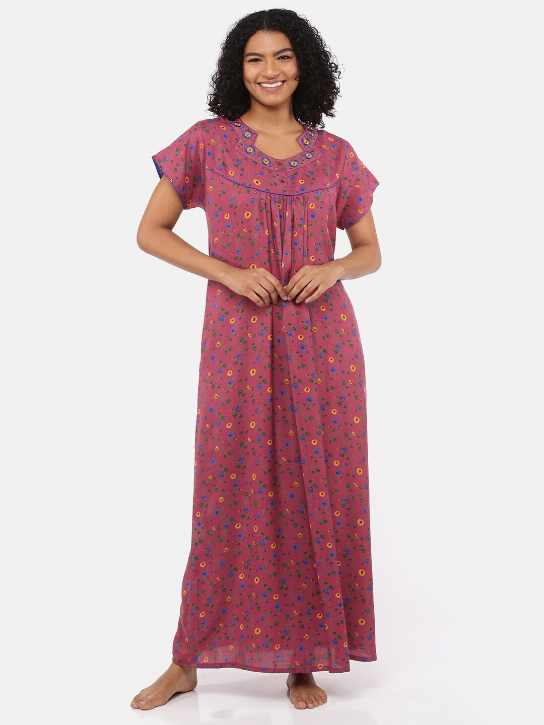 

9shines Label Pink Printed Maxi Nightdress 2467BPink_L