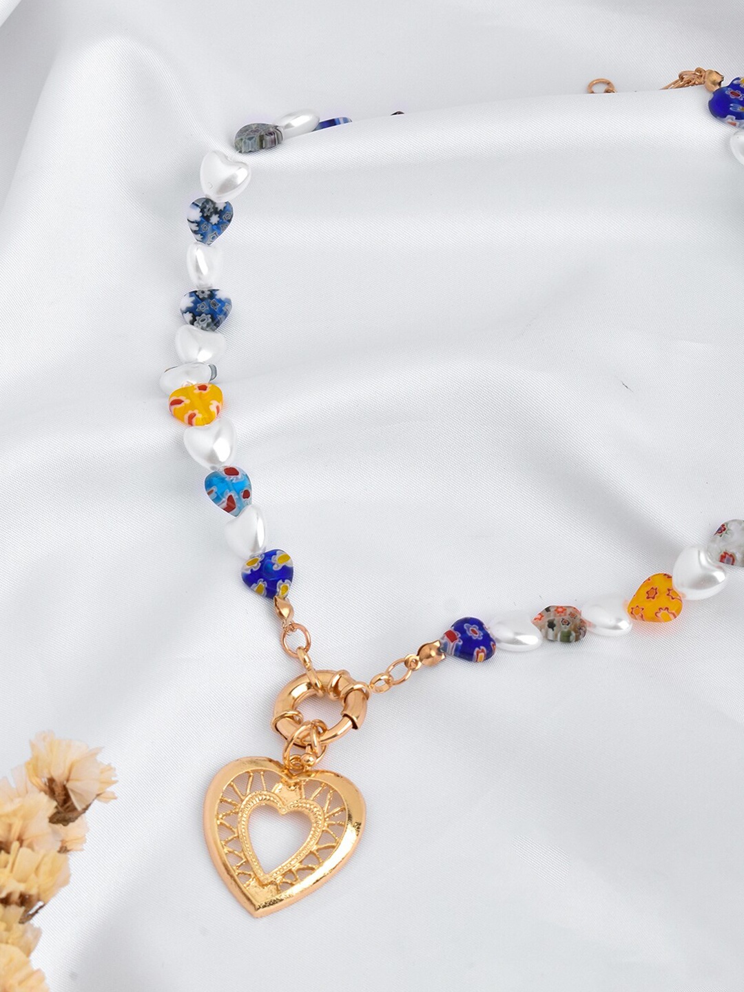 

JOKER & WITCH Women Multicoloured Heart Bead Necklace, Multi