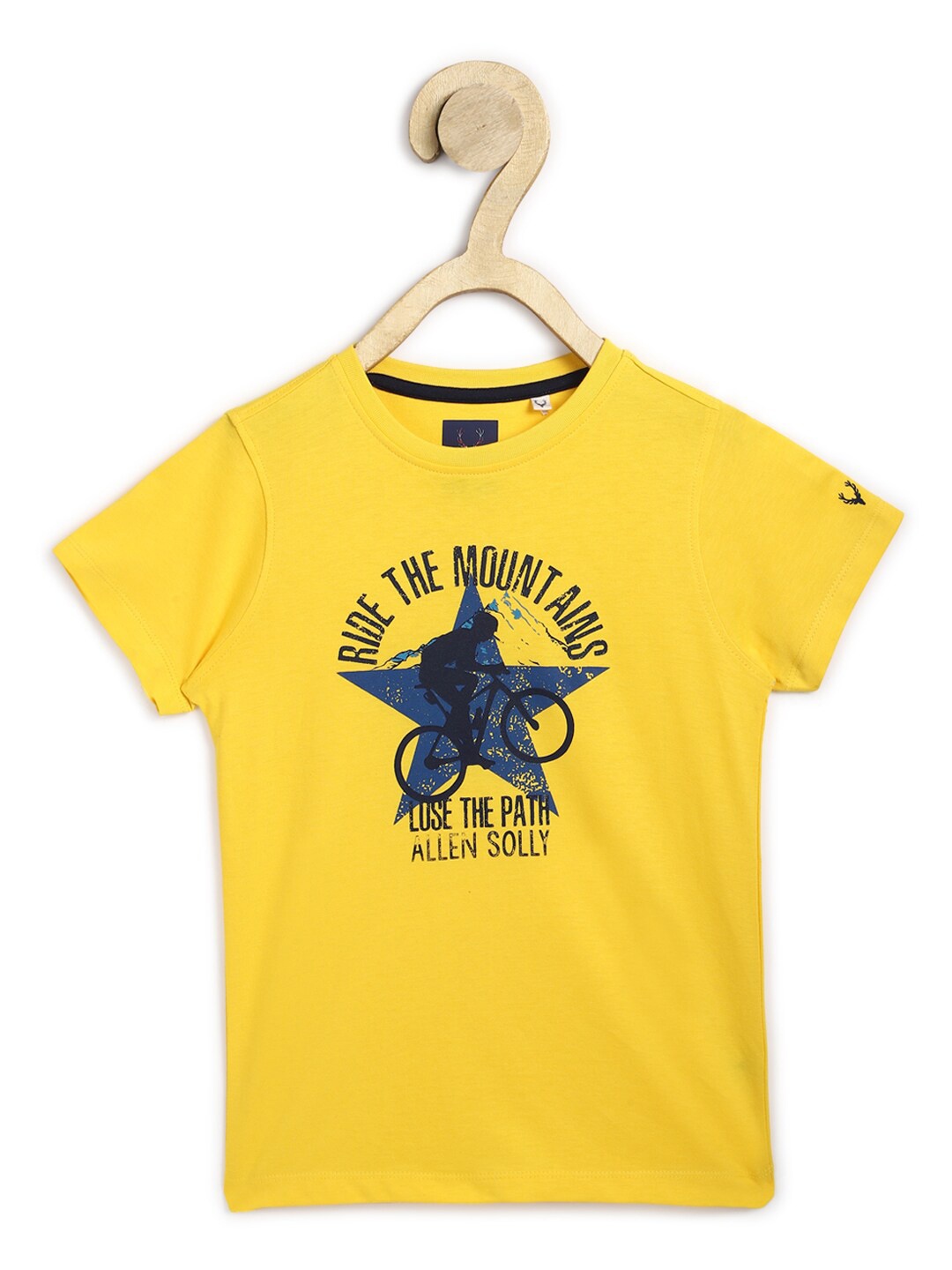 

Allen Solly Junior Boys Yellow Printed Cotton T-shirt