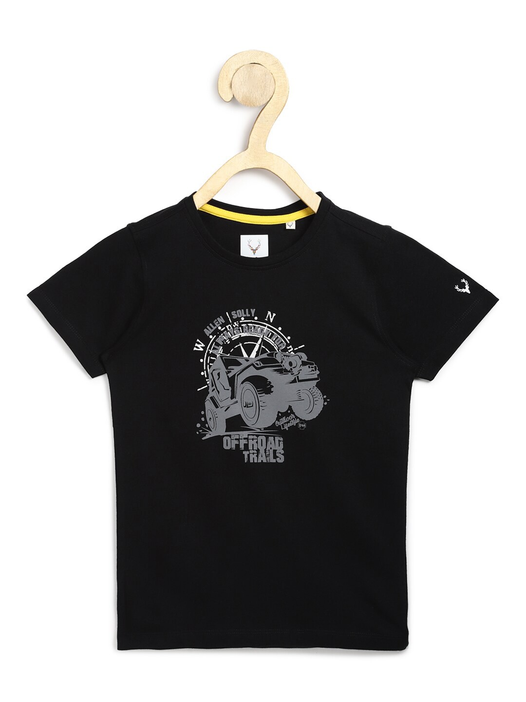 

Allen Solly Junior Boys Black Printed Cotton T-shirt