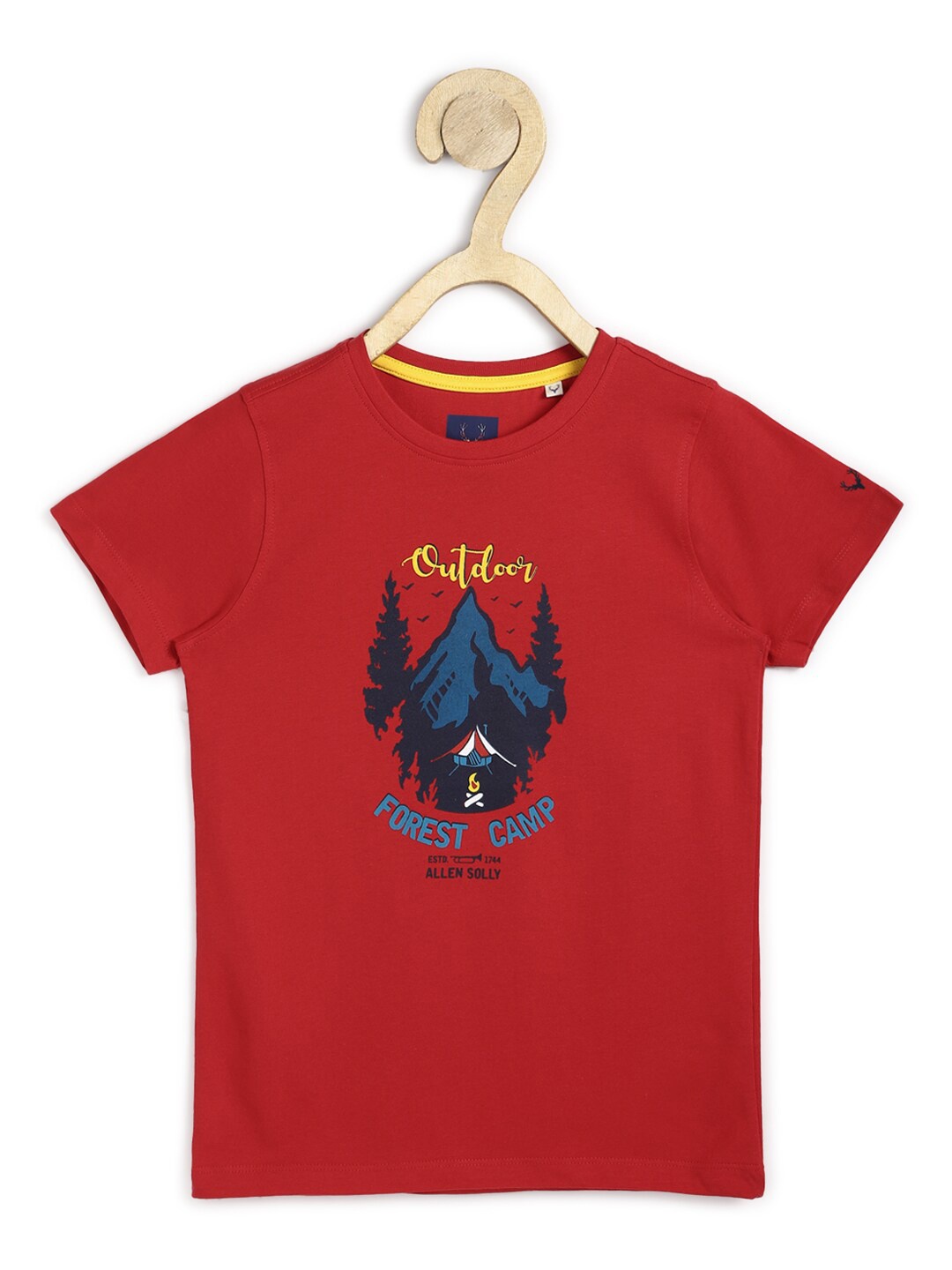 

Allen Solly Junior Boys Red Printed Cotton T-shirt