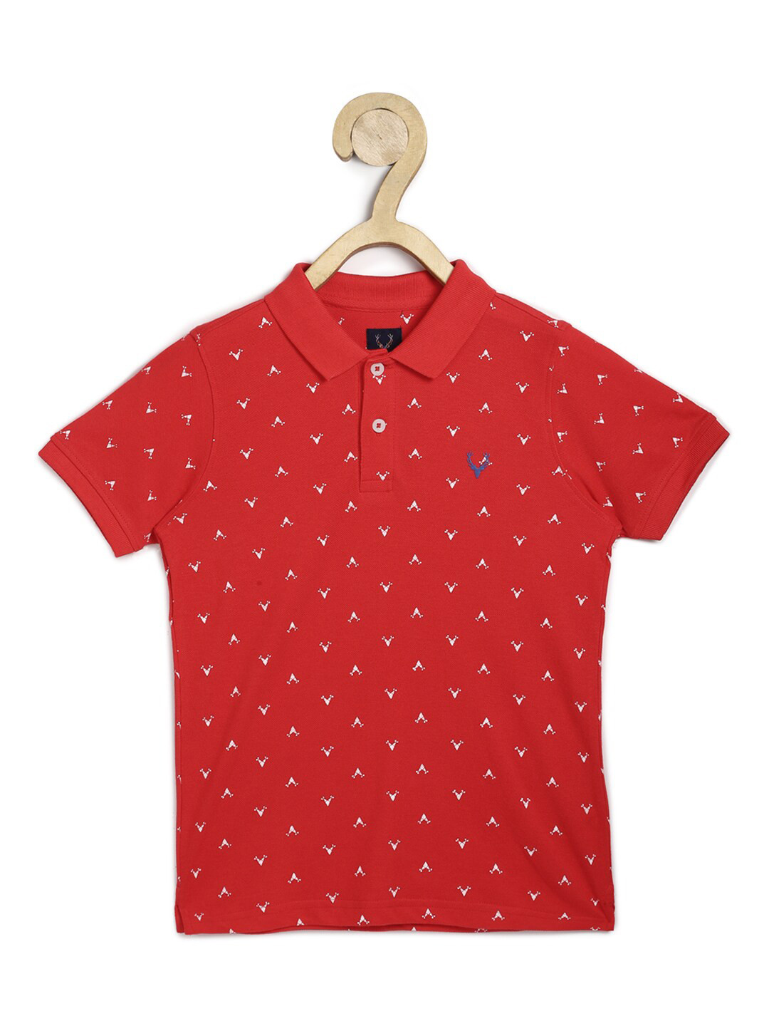

Allen Solly Junior Boys Red Micro Ditsy Printed Polo Collar T-shirt