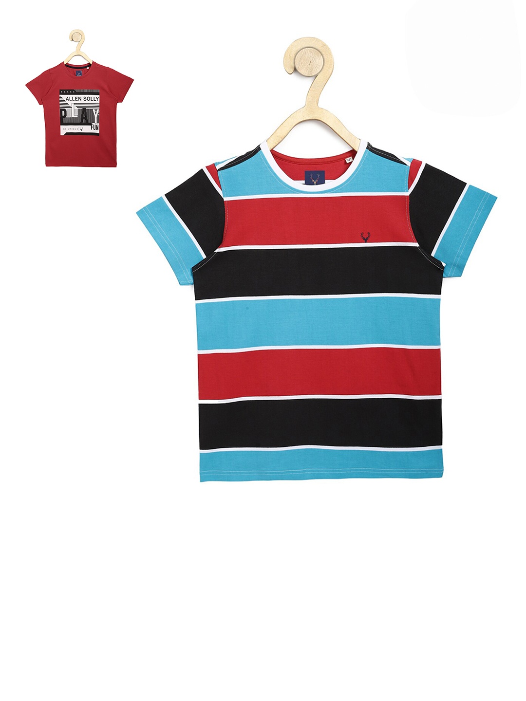 

Allen Solly Junior Boys Set of 2 Maroon & Blue Striped T-shirt