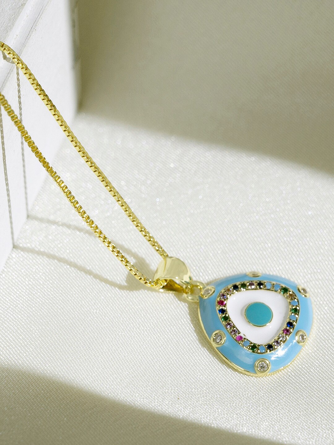 

Mikoto by FableStreet Gold-Plated & Blue Brass Enamelled Necklace