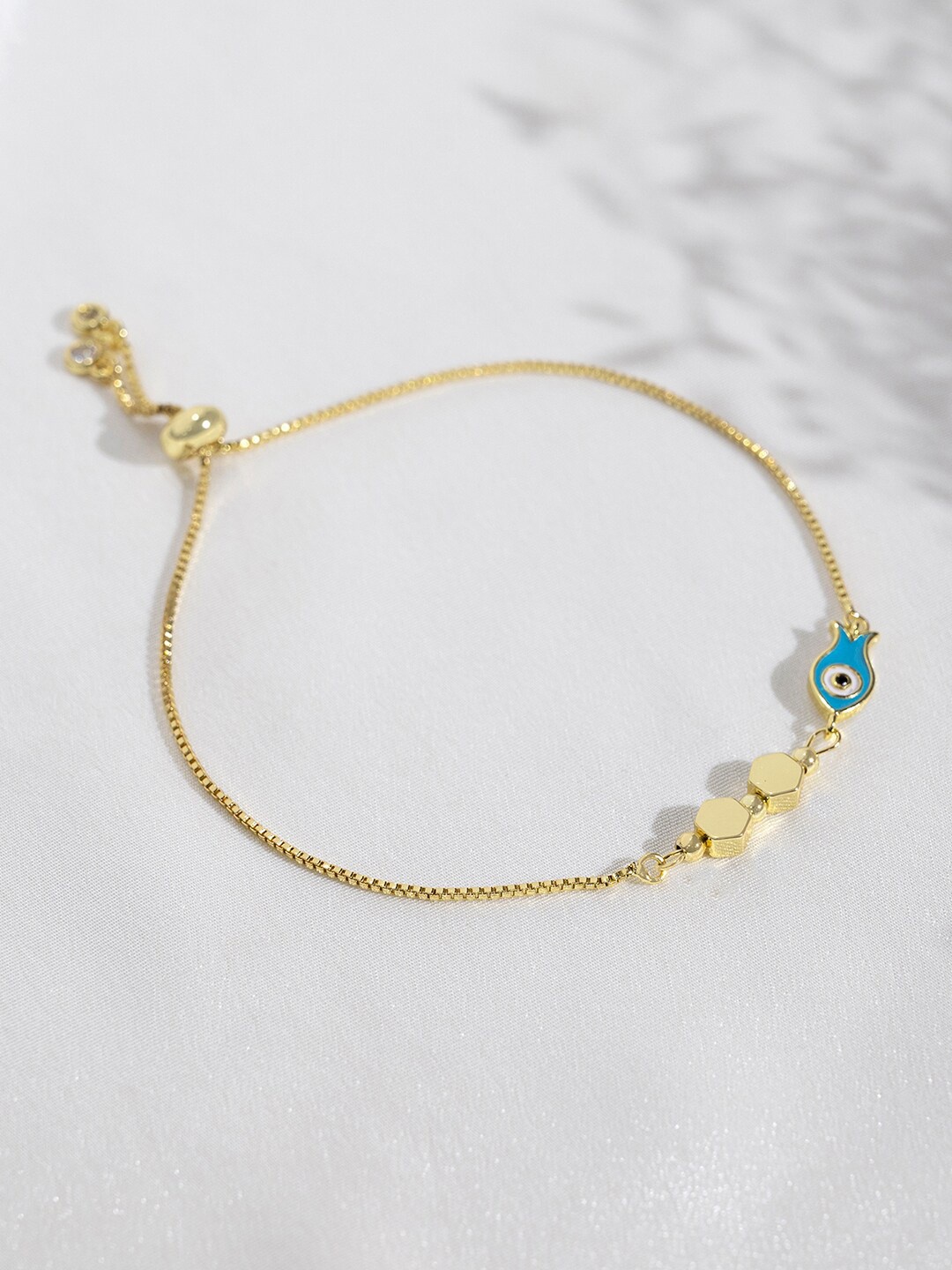 

Mikoto by FableStreet Women Gold-Plated & Blue Cubic Zirconia Charm Bracelet