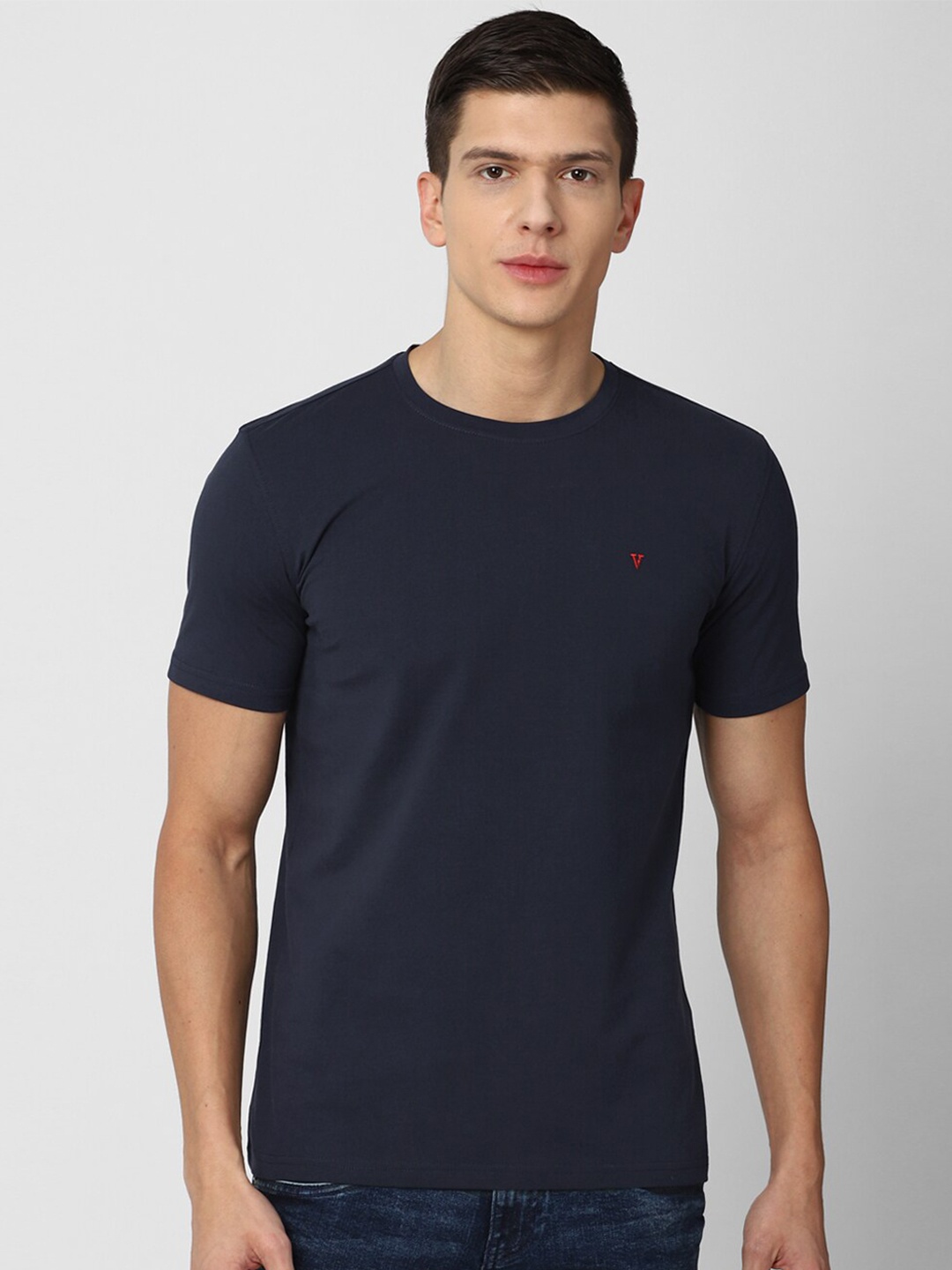 

Van Heusen Sport Men Navy Blue Slim Fit Pure Cotton T-shirt