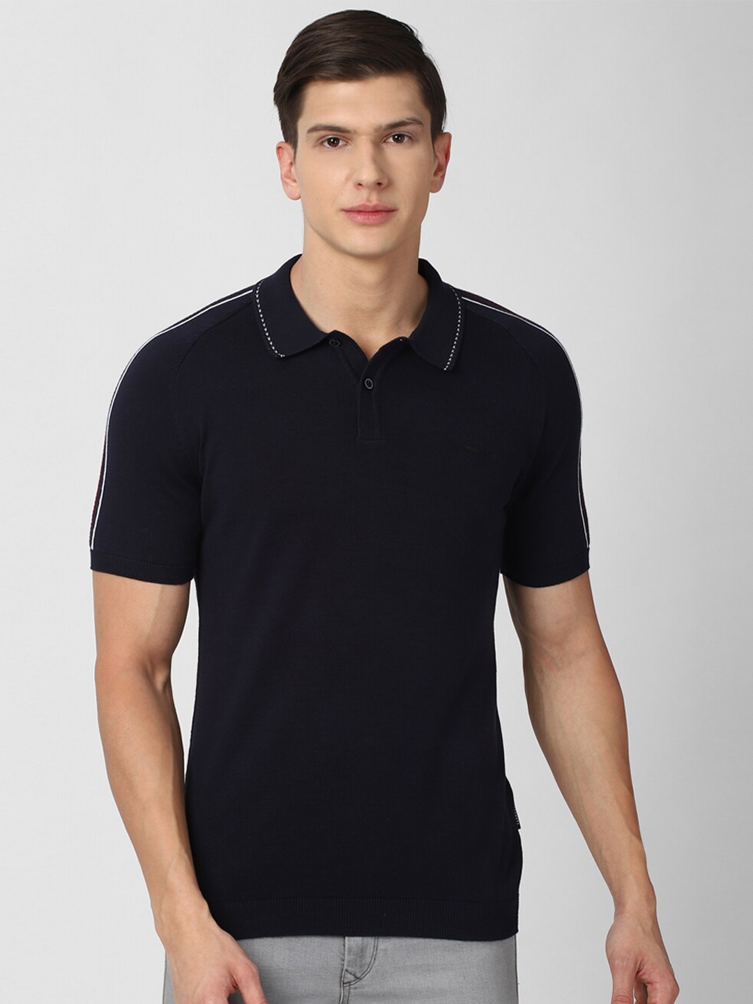 

Van Heusen Sport Men Navy Blue Polo Collar T-shirt