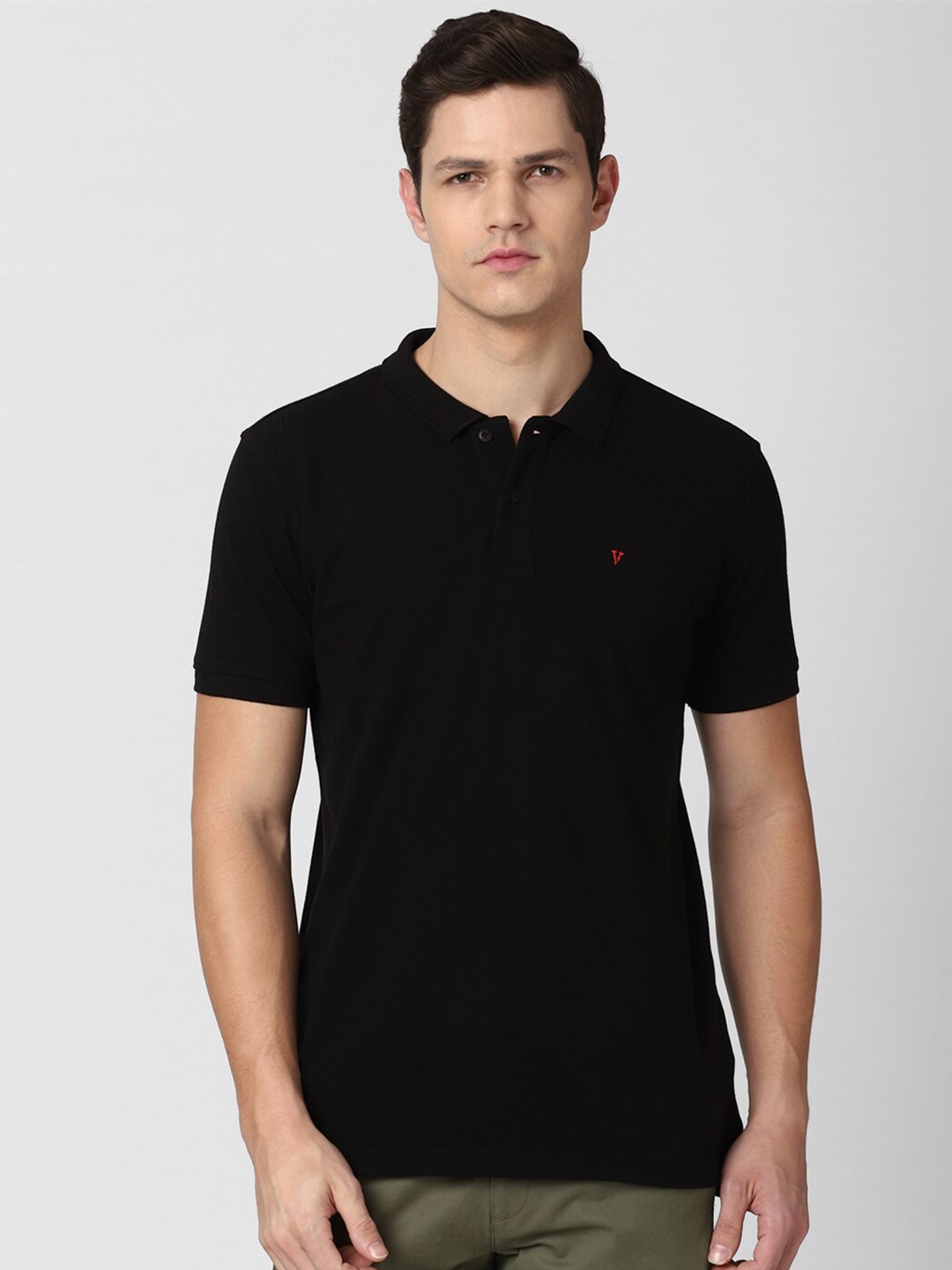 

Van Heusen Sport Men Black Mandarin Collar Cotton T-shirt
