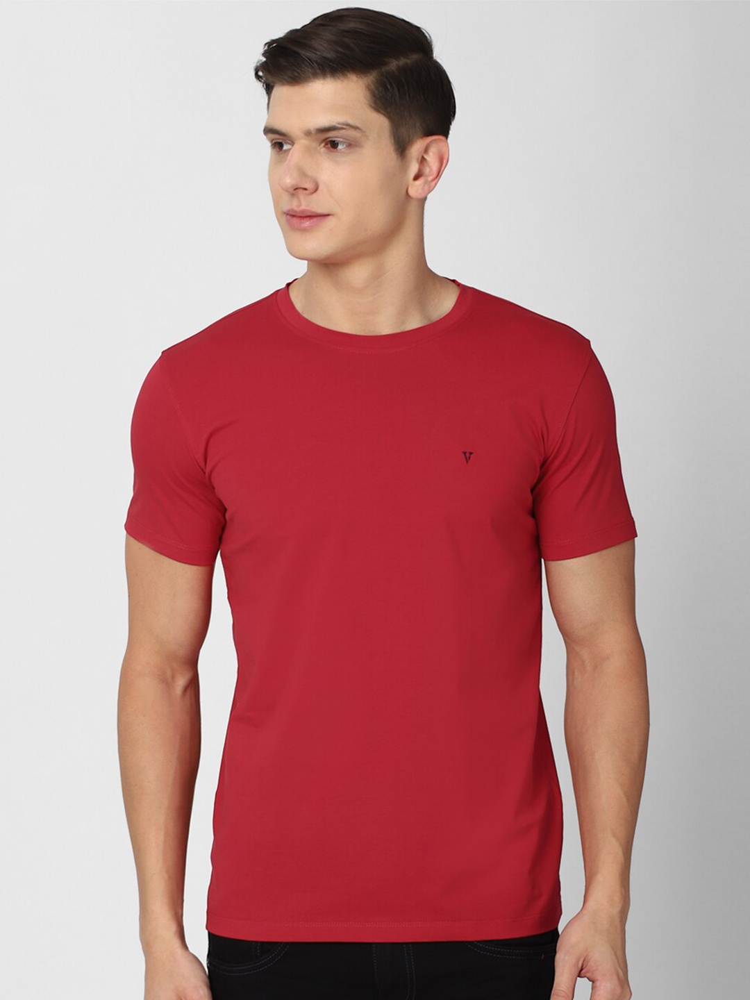 

Van Heusen Sport Men Red Applique Pure Cotton T-shirt