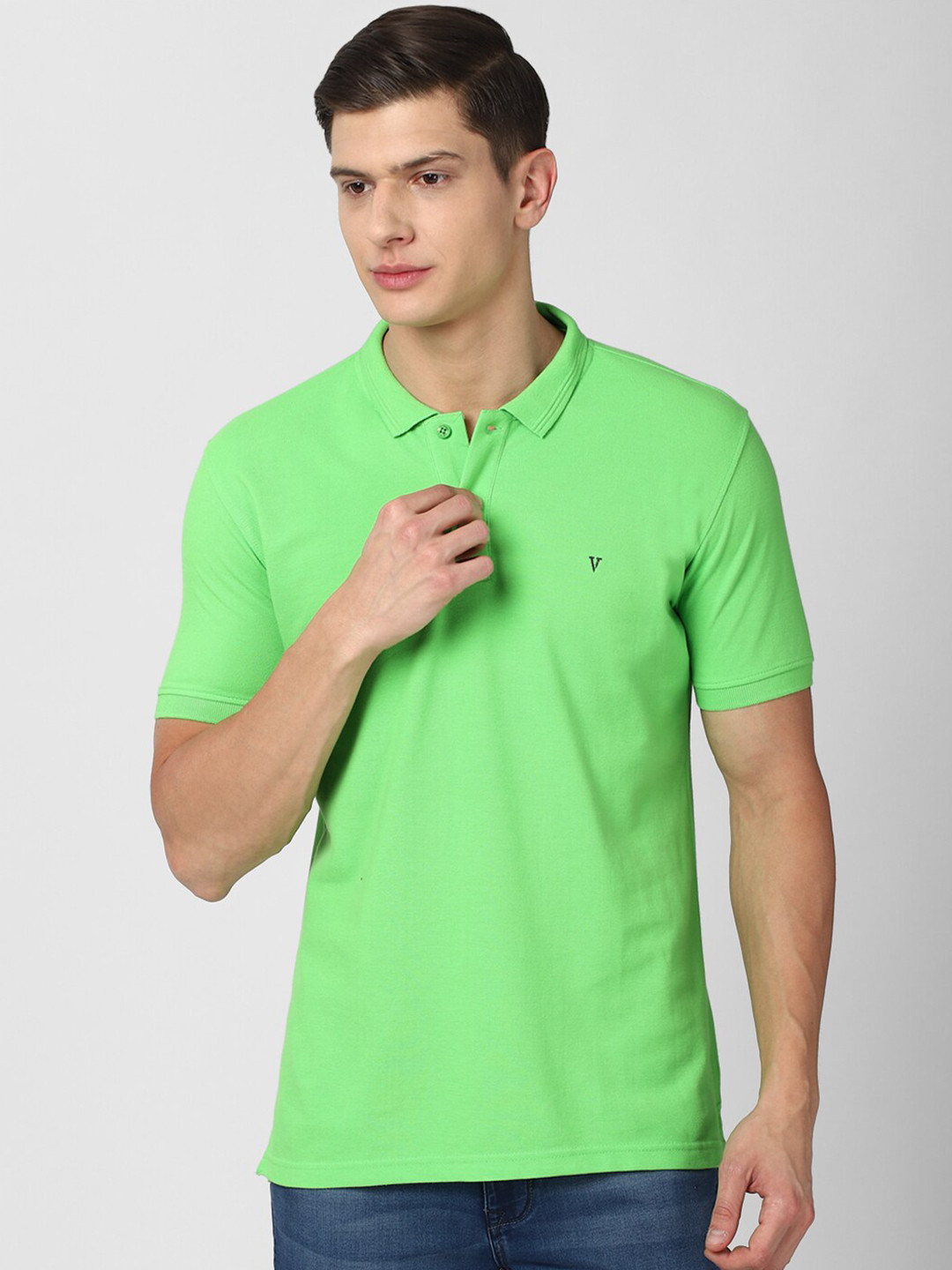 

Van Heusen Sport Men Fluorescent Green Polo Collar Pure Cotton T-shirt