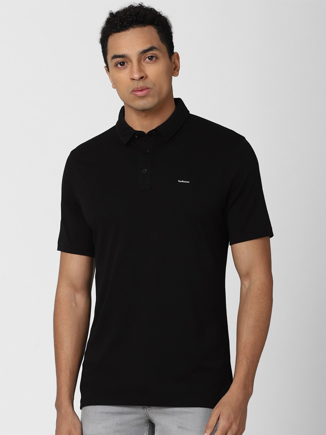 

Van Heusen Sport Men Black Polo Collar Cotton T-shirt