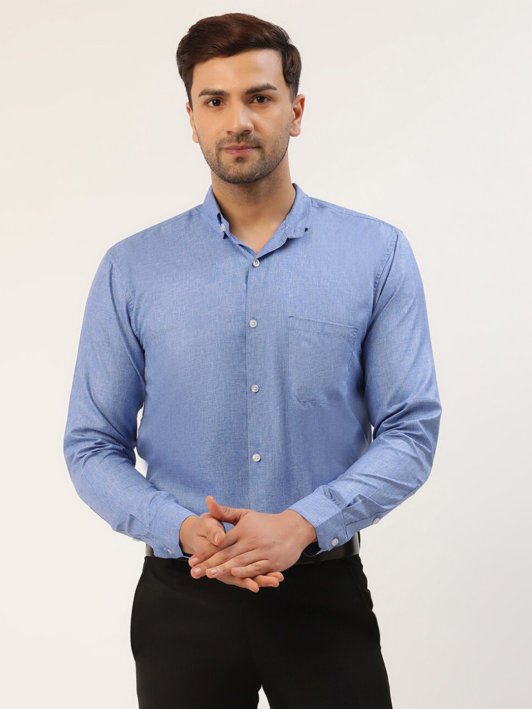 

JAINISH Men Blue Smart Slim Fit Cotton Formal Shirt