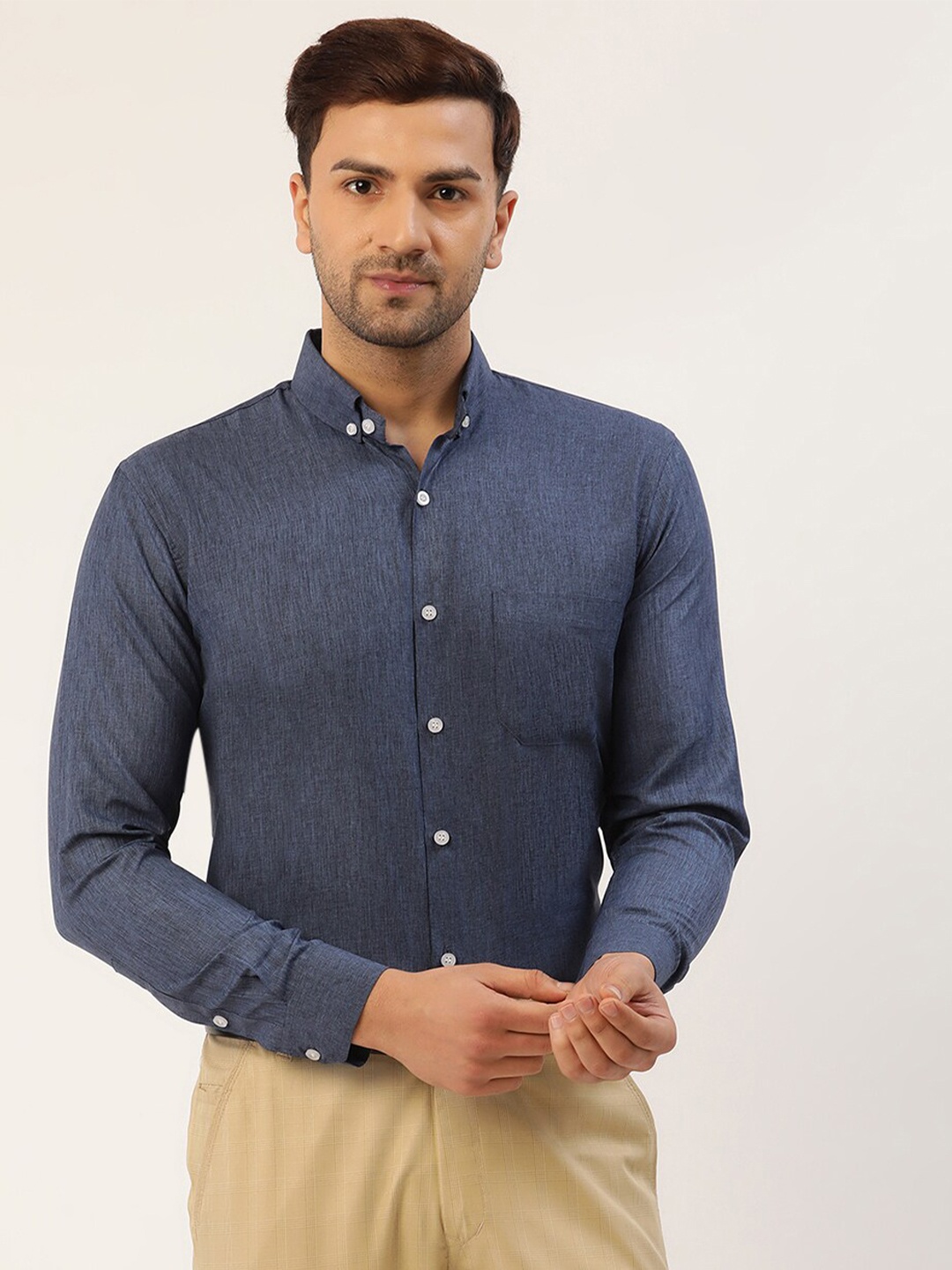 

JAINISH Men Teal Smart Slim Fit Formal Shirt