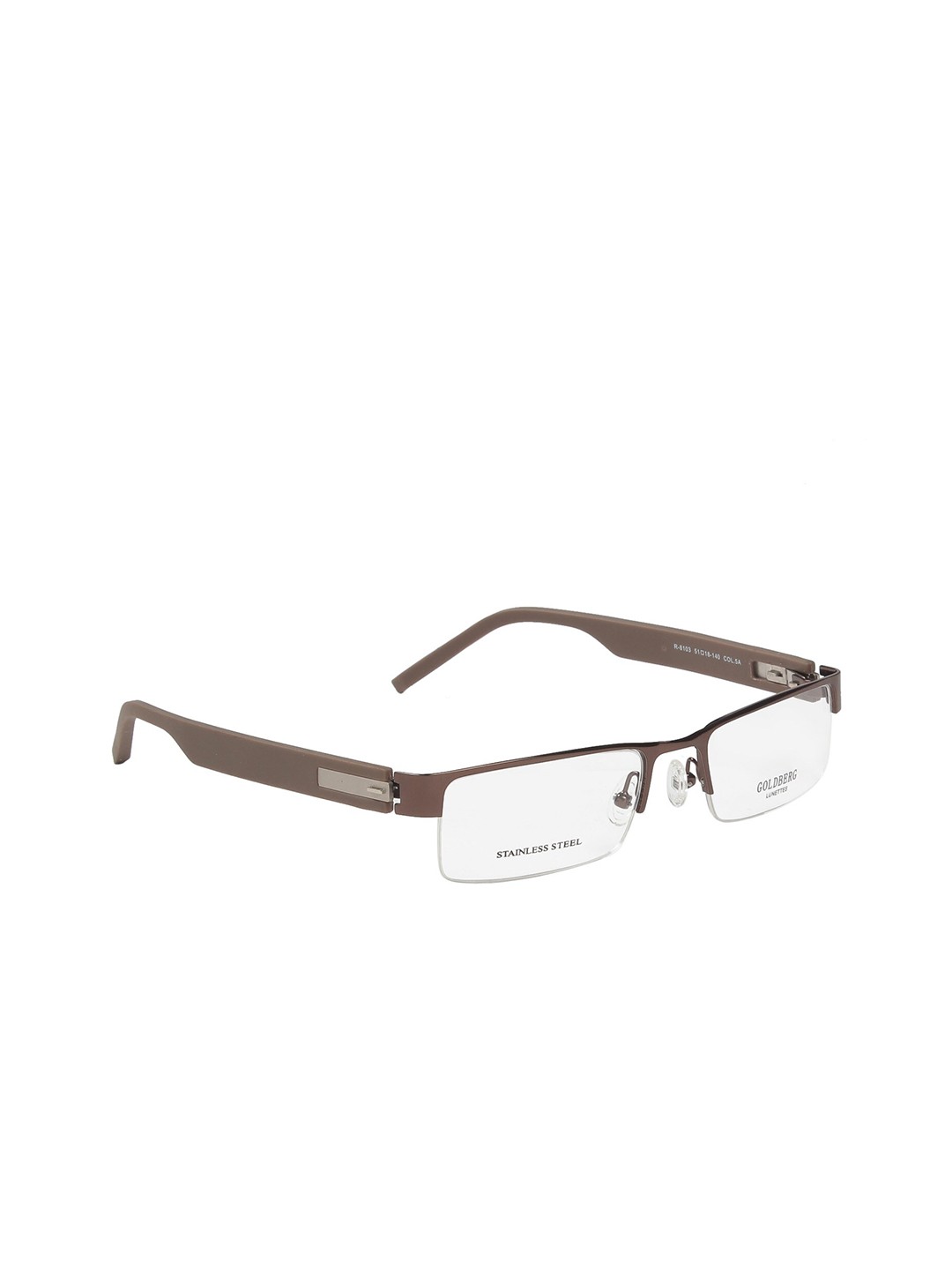 

Gold Berg Unisex Brown Half Rim Rectangle Frames