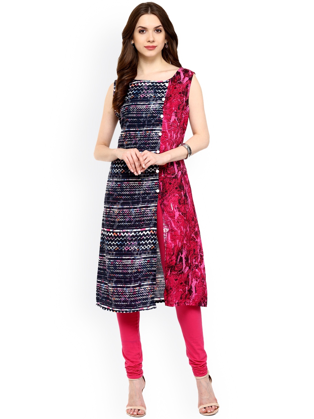 

Pannkh Women Multicoloured Printed Straight Kurta, Multi