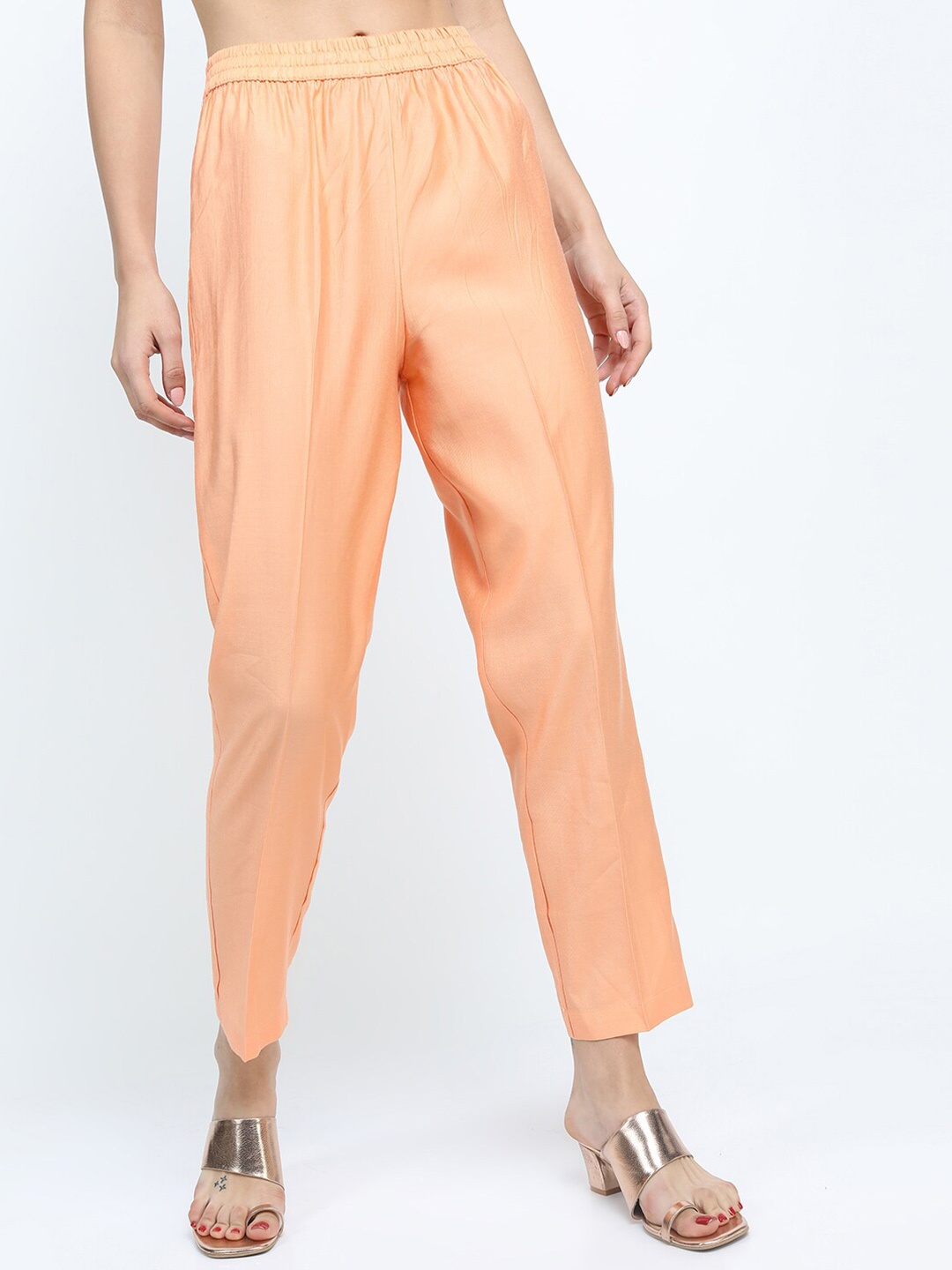 

Vishudh Women Orange Ethnic Straight Palazzos