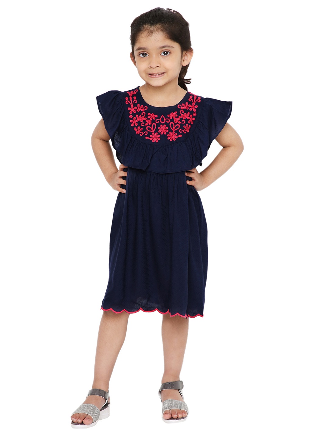 

Knitting Doodles Multicoloured Floral Embroidered Dress, Multi