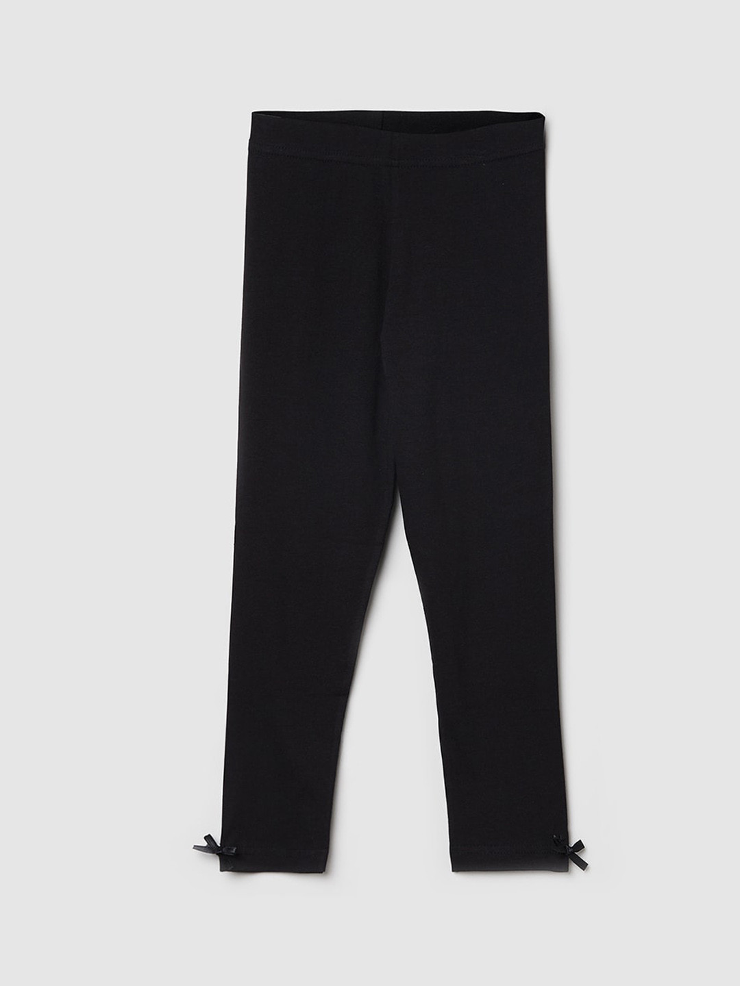 

max Girls Black Solid Ankle Length Leggings