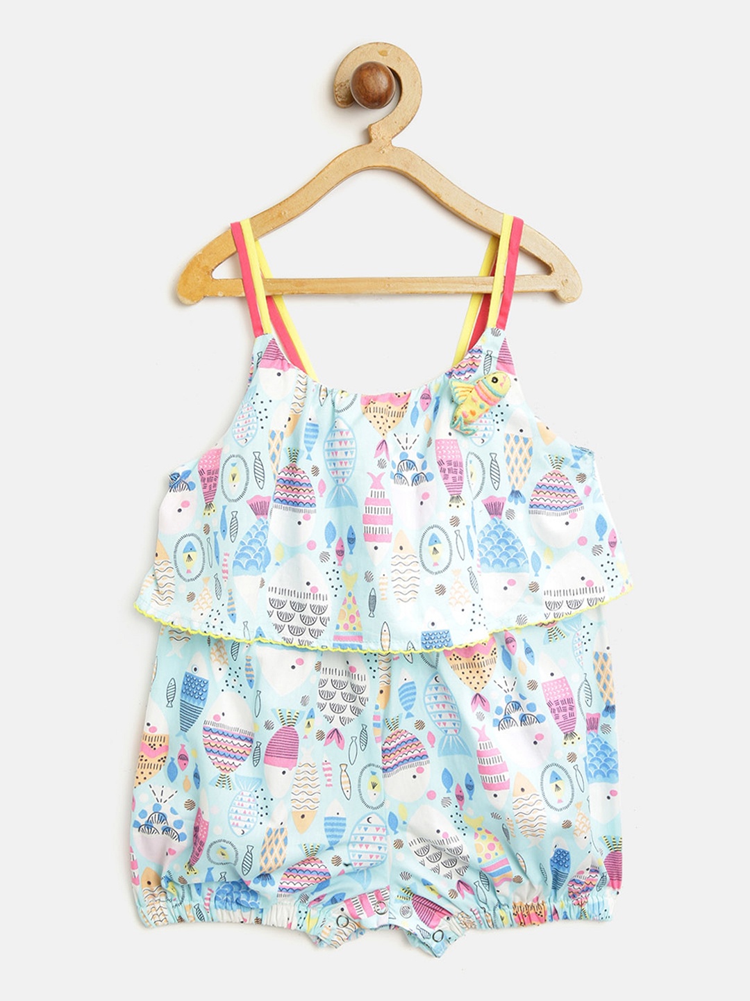 

Nauti Nati Girls Multi Printed Pure Cotton Rompers