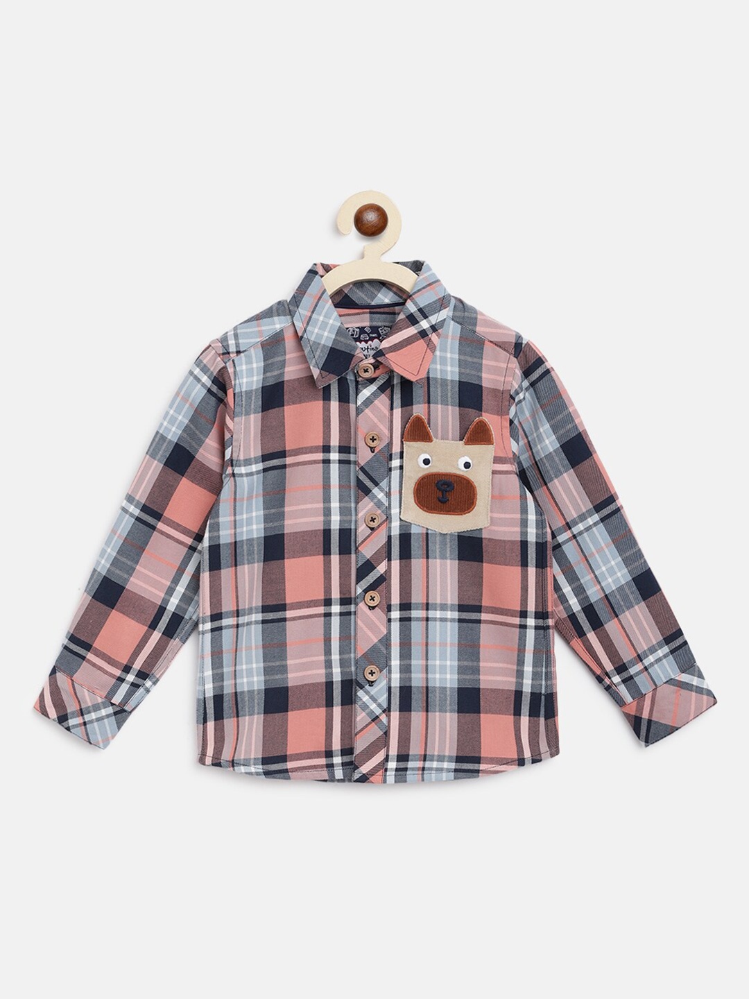 

Nauti Nati Boys Grey & Pink Tartan Pure Cotton Checked Casual Shirt