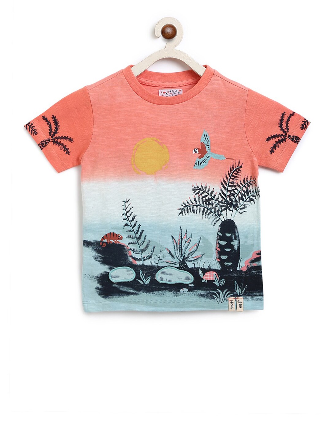 

Nauti Nati Boys Multicoloured Printed Tropical Cotton T-shirt, Multi