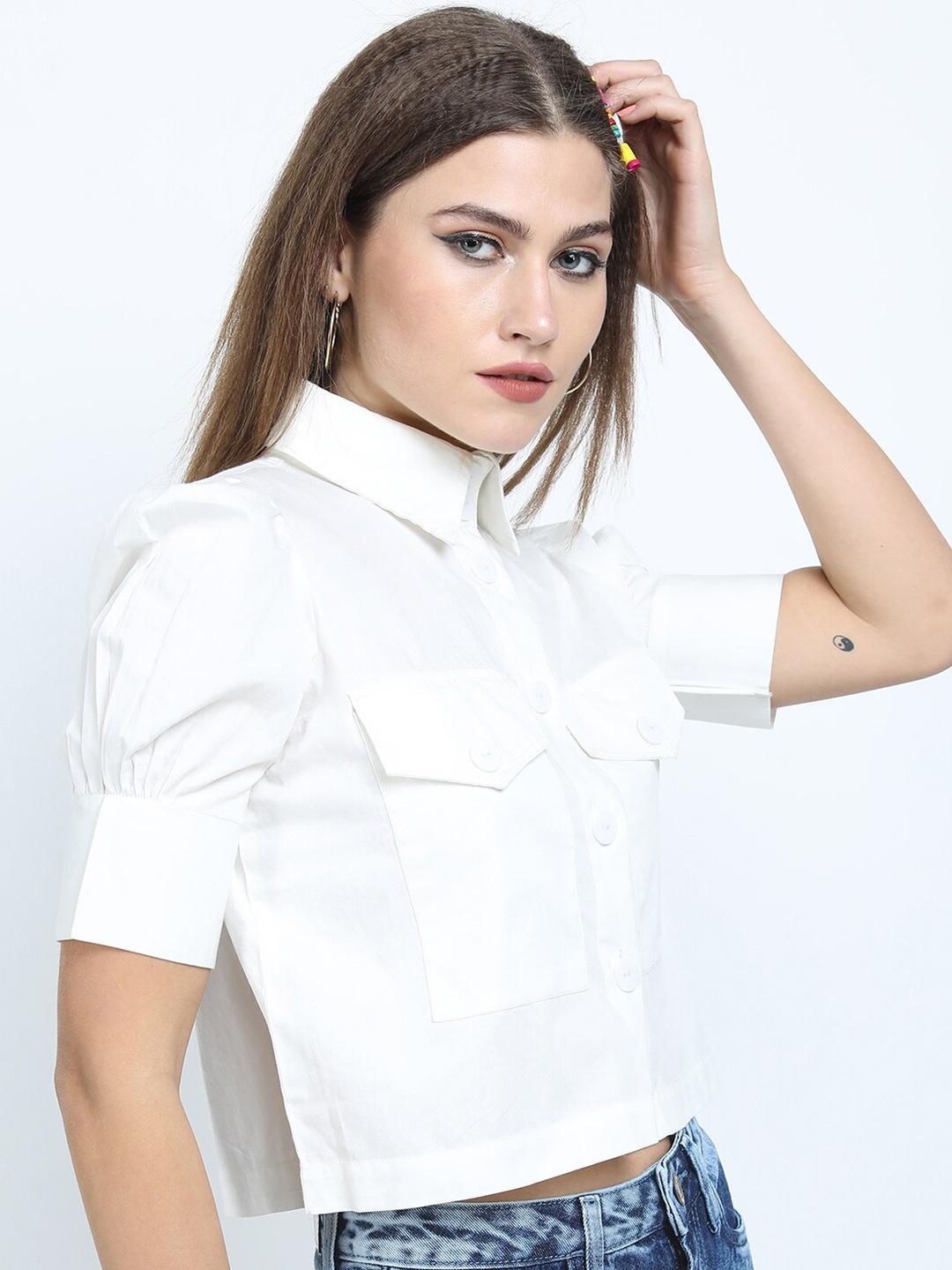 

Tokyo Talkies Women White Regular Fit Cotton Casual Shirt