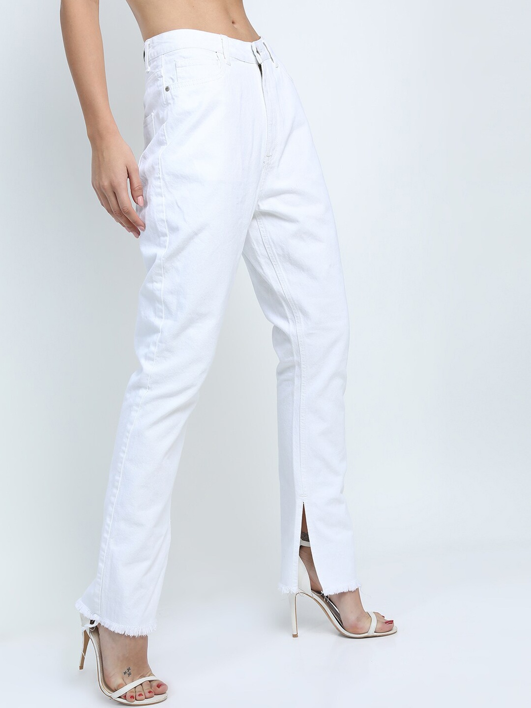 

Tokyo Talkies Women White Slim Fit Slits Cotton Jeans