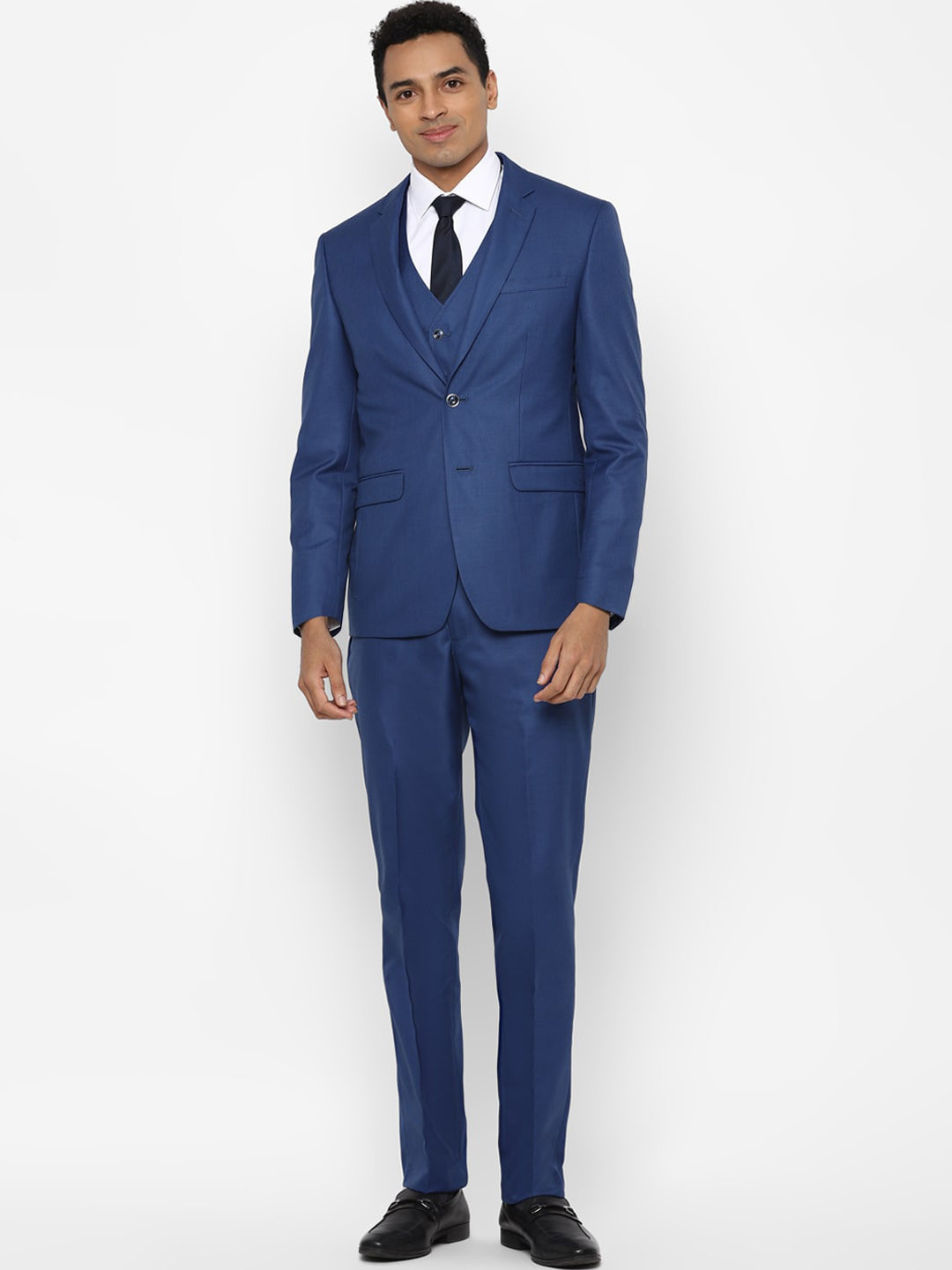 

Allen Solly Men Blue Self-Design Single-Breasted Slim-Fit 3-Piece Suit