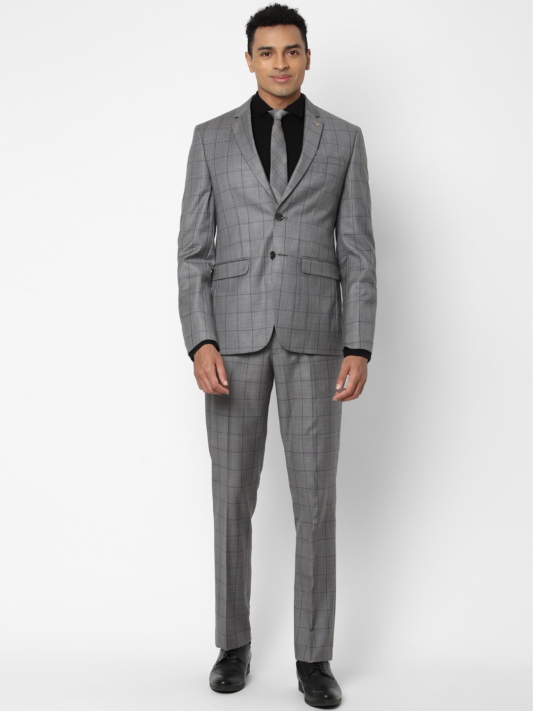 

Allen Solly Men Grey Checked Single-Breasted Slim-Fit 2-Piece Suit