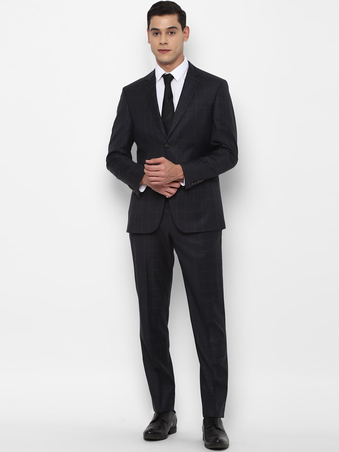 

Allen Solly Men Black Checked Single-Breasted Slim-Fit 2-Piece Suit
