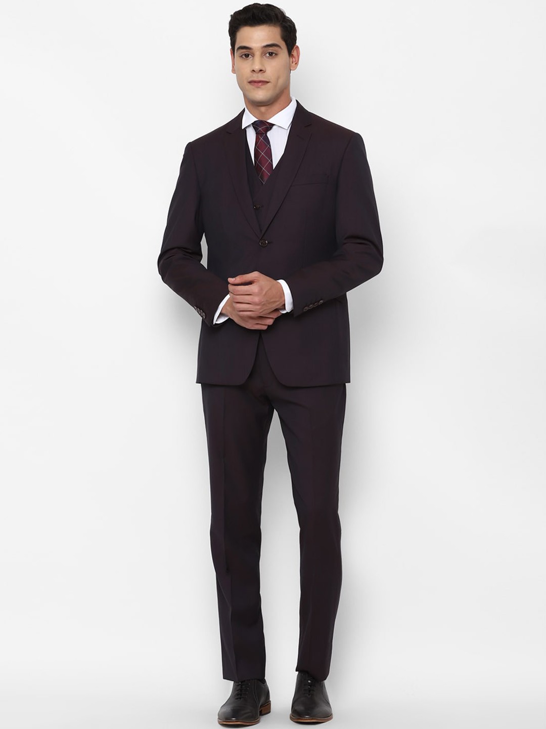 

Allen Solly Men Brown Solid Single-Breasted Slim-Fit 3-Piece Suit