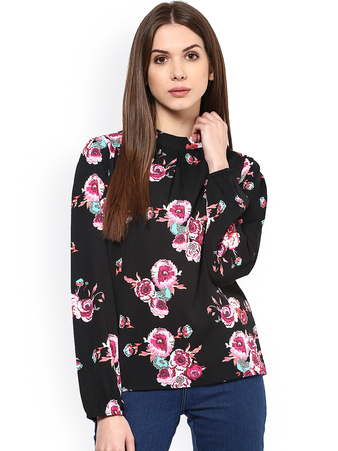 

Harpa Black Floral Print Top
