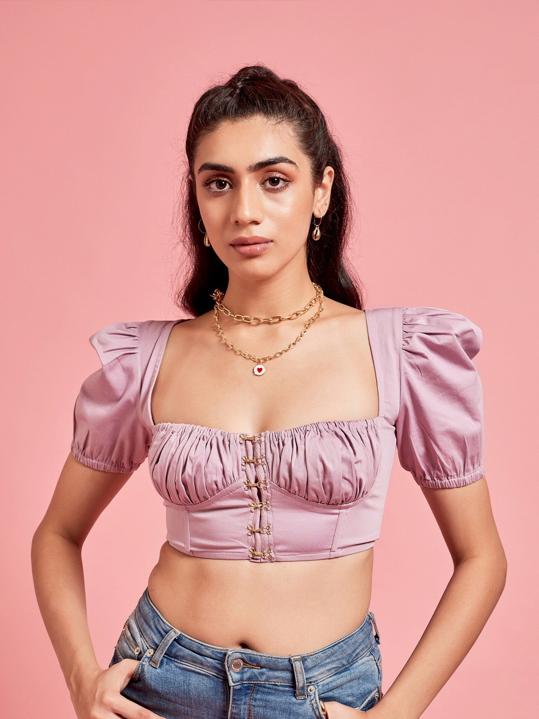 

THE CLOTHING FACTORY Lavender Crop Top