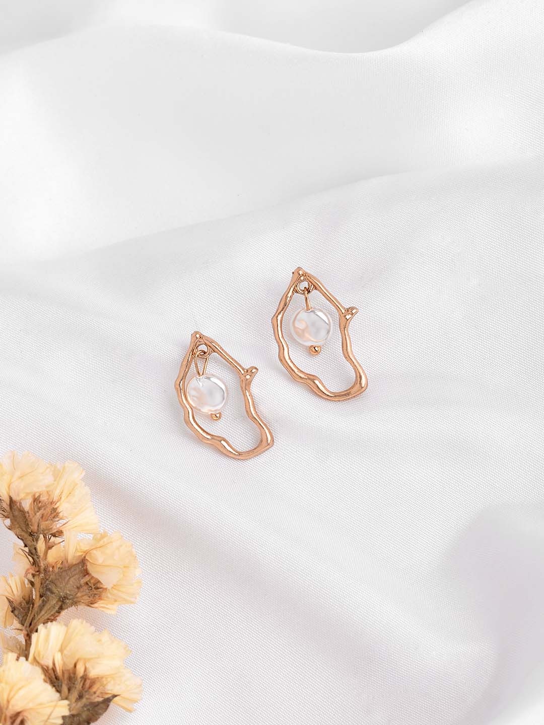 

JOKER & WITCH Gold-Plated & White Contemporary Drop Earrings