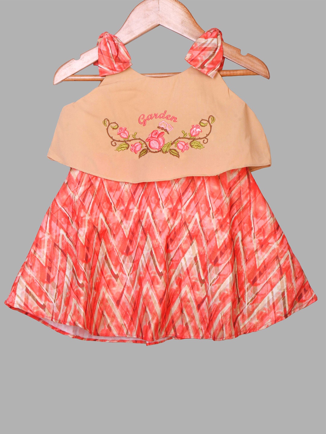 

Enfance Girls Orange Printed A-Line Dress