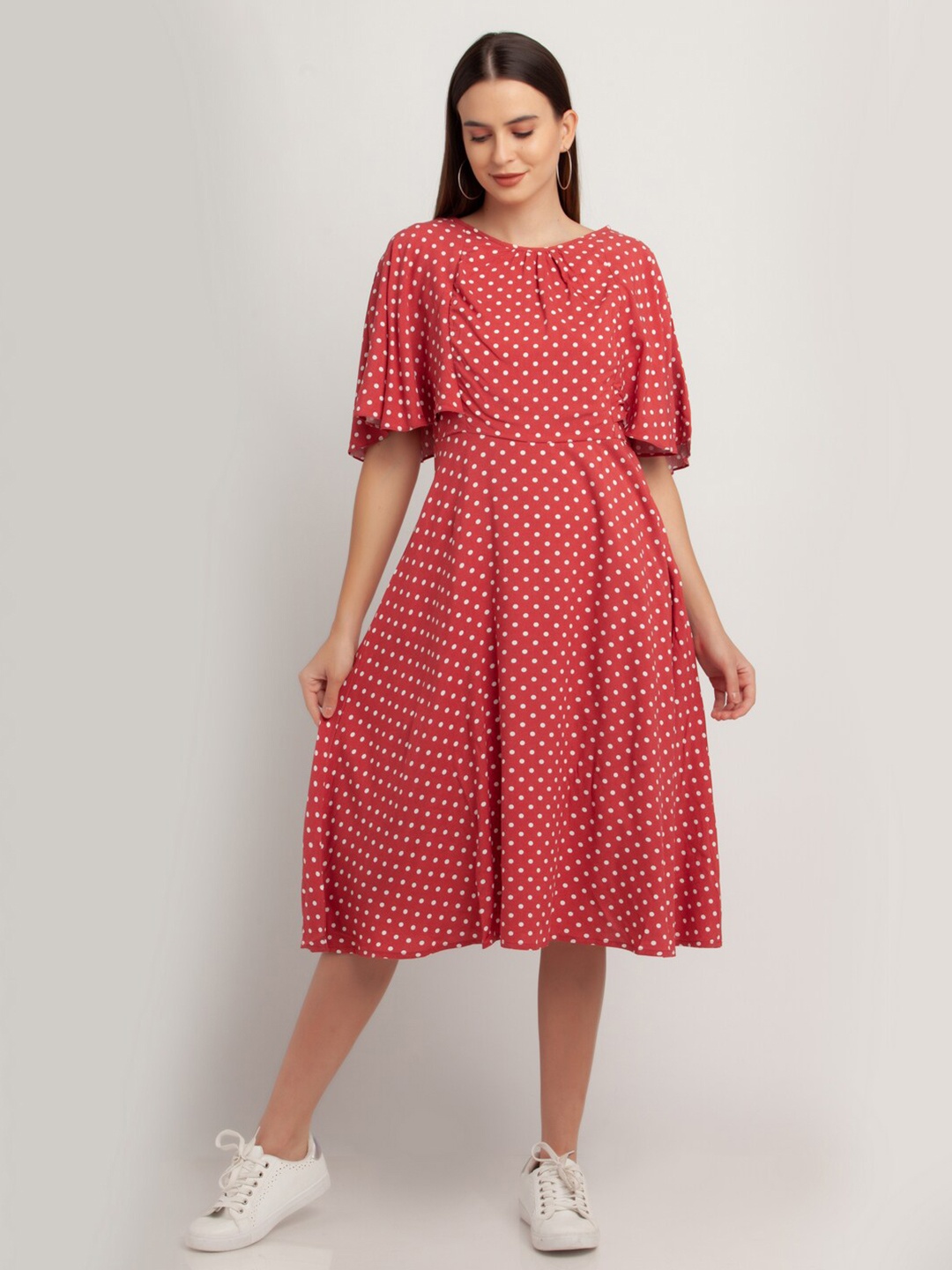 

Zink London Pink & White Polka Dots Midi Dress