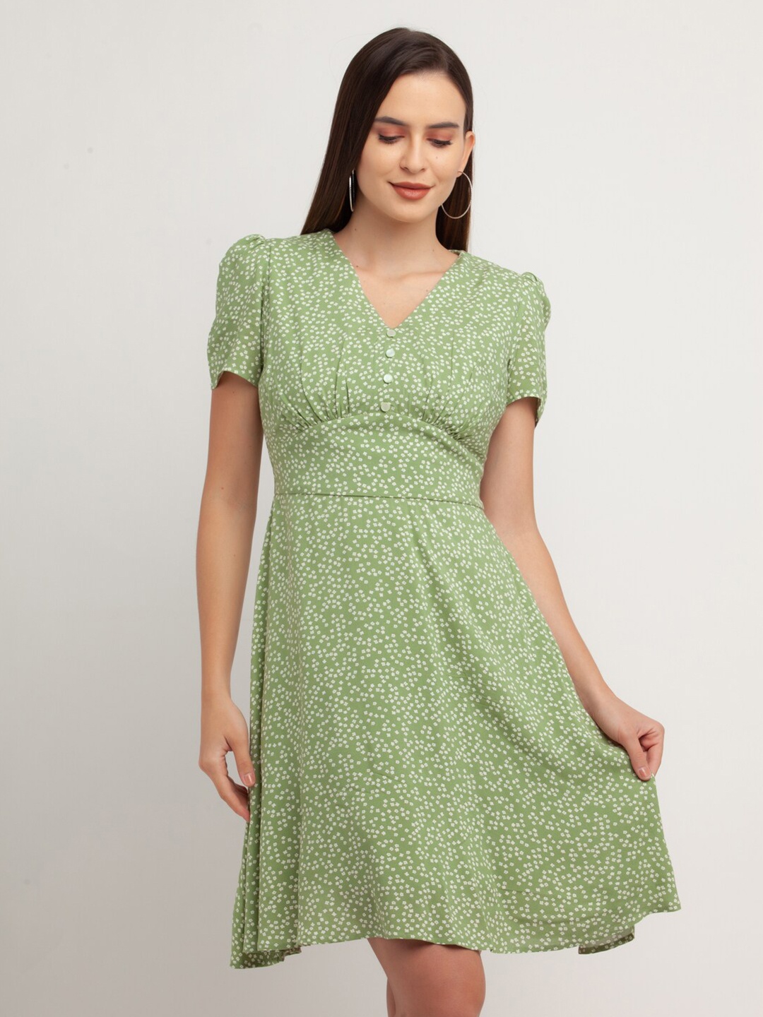 

Zink London Green Floral Empire Dress