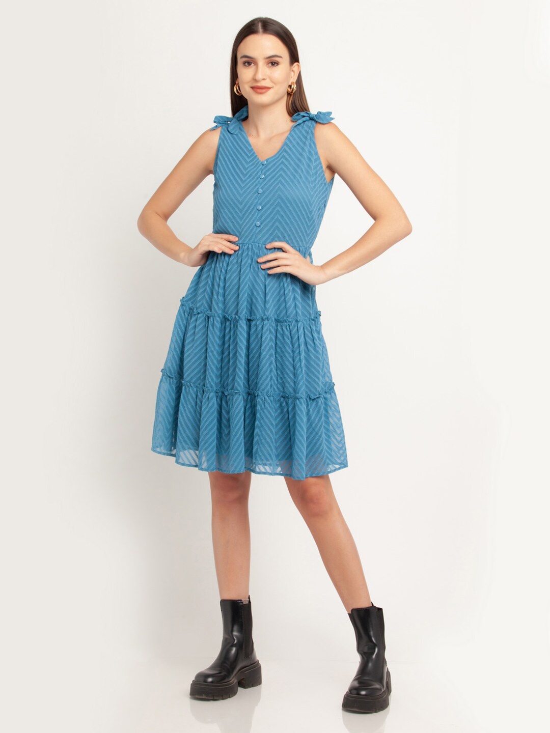 

Zink London Women Blue Striped Dress