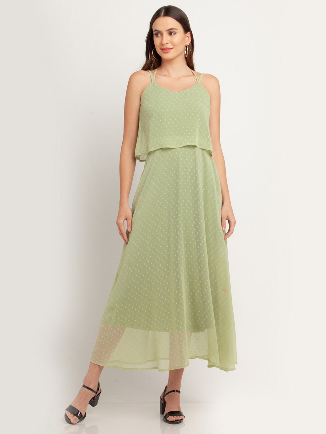 

Zink London Green Blouson Maxi Dress